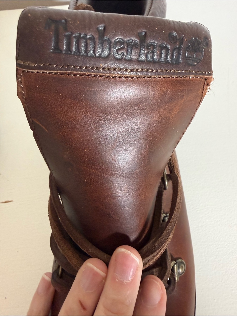 Vintage Timberland Brown Leather Hiking Boots Made in Italy Women’s 8.5 - Picture 6 of 13